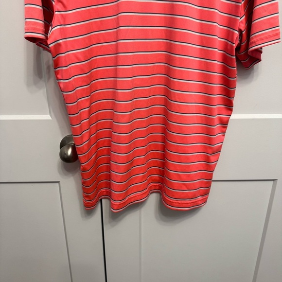 Under Armour Men's Golf Polo Shirt LG Loose Fit Coral Striped 1342082 Heatgear - Picture 7 of 8
